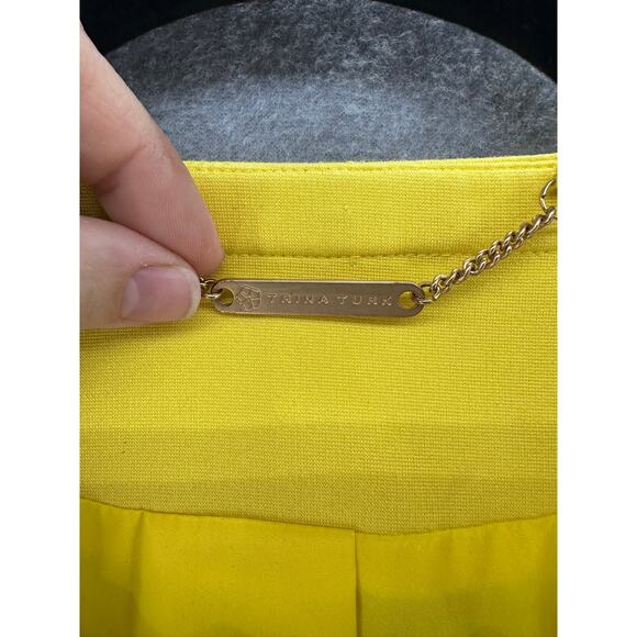 Trina Turk Women's sz M/8 *see desc 3/4 sleeve Yellow Blazer Officewear Vacation - Picture 3 of 12
